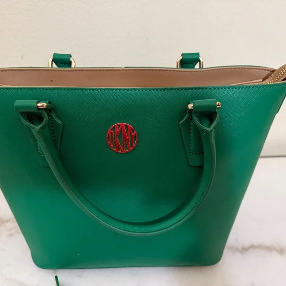 Donna Karan  Green Tote with Gold Accents - Picture 6 of 7